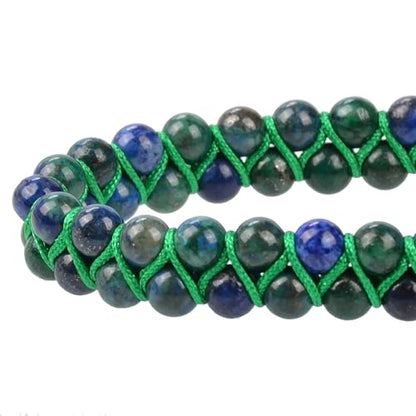 MASSIVE BEADS Double Layer Natural Chakra Healing Power Crystals Macrame Bracelet Yoga Stone Beads Gemstone Meditation Relax Anxiety Bangle for Unisex Women Men - color: Chrysocolla, size: 4mm