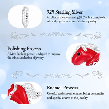 925 Sterling Silver Charms fits Bracelets and Necklace Pendant Bead Charms Jewelry Gift for Women Family Friends - style: Horse Charm