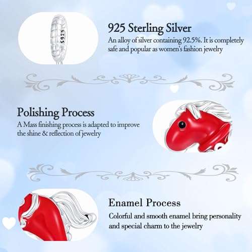 925 Sterling Silver Charms fits Bracelets and Necklace Pendant Bead Charms Jewelry Gift for Women Family Friends - style: Horse Charm