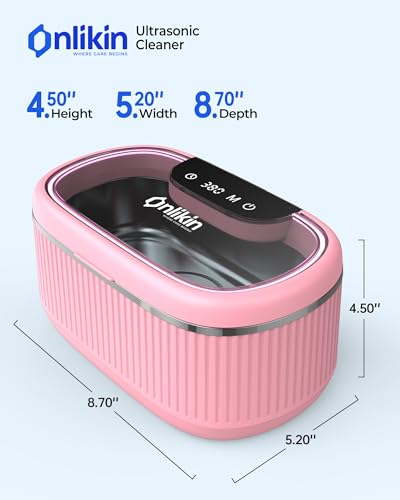 35W Ultrasonic Jewelry Cleaner, 45KHz Retainer Cleaner for Jewelry, 5 Timer & 3 Power Modes, Eyeglasses, Rings, Watch Strap, Dentures - 20oz, 304 Stainless Steel Tank, Quiet <38dB (Pink) - color: Pink