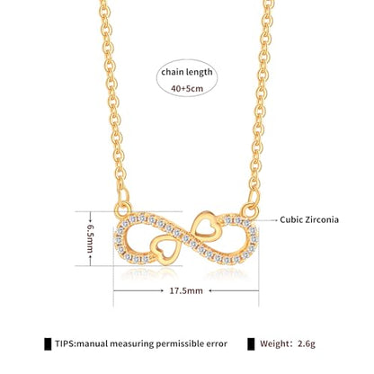 Gold Plated Pendant Necklaces for Women Cubic Zirconia Accent 18 Inch Adjustable Chain Hypoallergenic Gift for Wife Mom Birthday Valentines Day - style: Infinity