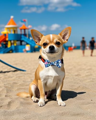 PET SHOW 5 Pack Floral Small Dog Bow Ties Sliding Collar Attachments Puppy Cats Spring Bowties for Medium Dogs Daisy Rose Bowknots Party Holiday Pet Grooming Accessories - size: S/M