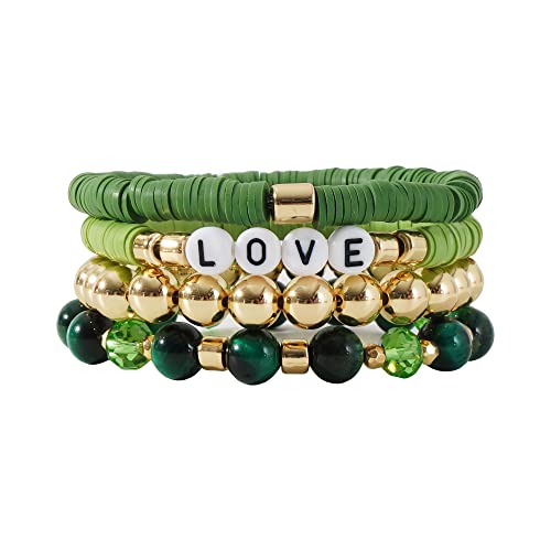 Boho Beaded Stretch Bracelets For Women Stackable Crystal Gold Plated Beaded Bracelets Set Trendy Handmade Friendship Braeclet Jewelry Gifts - color: Q-gold baeded