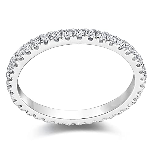 Bo.Dream Cubic Zirconia Eternity Rings Wedding Band 925 Sterling Silver - color: 0.57ct.tw(1.5mm full)