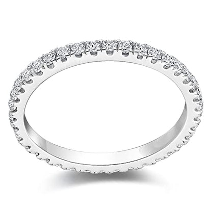 Bo.Dream Cubic Zirconia Eternity Rings Wedding Band 925 Sterling Silver - color: 0.57ct.tw(1.5mm full)
