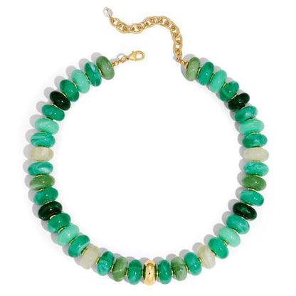 Chunky Colorful Bead Necklace Summer Fashion Statement Boho Beaded Chunky Necklace for Women Adjustable Length Lightweight Cool Suitable for Beach Vacation Daily Wear & Summer Parties - color: Green