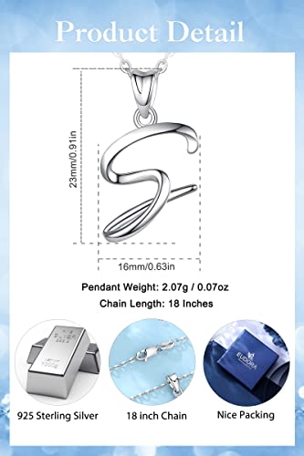 EUDORA Sterling Silver Initial Necklaces for Women, Classic 26 Letter Neckless Gifts for Girls, Sister, Mother Daughter, 18 inch Chain - style: S letter