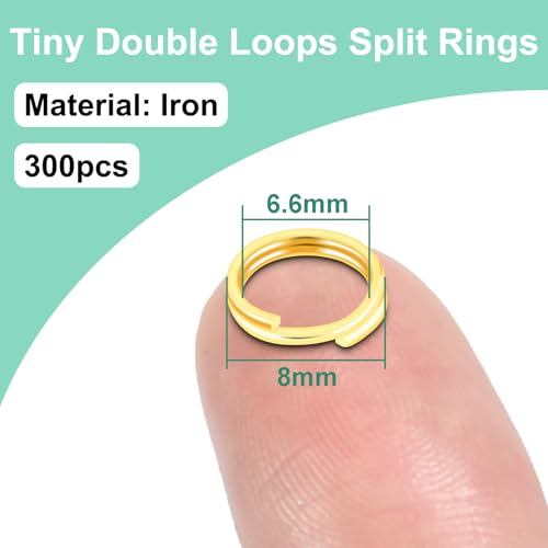 8mm 300 PCS Gold Tiny Split Key Rings for Jewelry Making, Double Loops Split Jump Rings Necklaces Bracelets Earrings Metal Mini Key Rings DIY Craft Hardware - color: 8mm(inside dia. 6.6mm) Tiny Rings Gold 300pcs