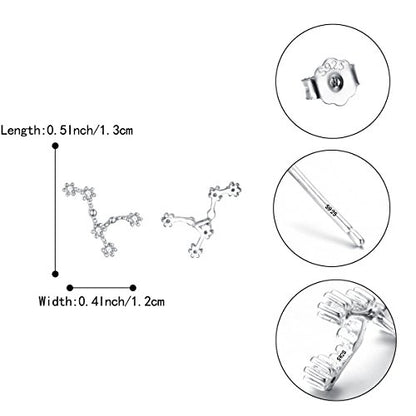 925 Sterling Silver CZ Horoscope Zodiac 12 Constellation Astrology Ear Crawler Post Earrings Gift for Mom Women Mothers Day/Valentines Day/Birthday/Christmas/Anniversary - style: Leo (Jul 23 - Aug 22)