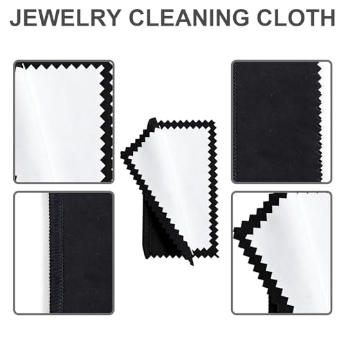 Jewelry Cleaning Kit with Cleaning Brushes and Velvet Polishing Cloths - color: 8 Piece Black