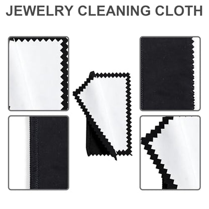 Jewelry Cleaning Kit with Cleaning Brushes and Velvet Polishing Cloths - color: 8 Piece Black