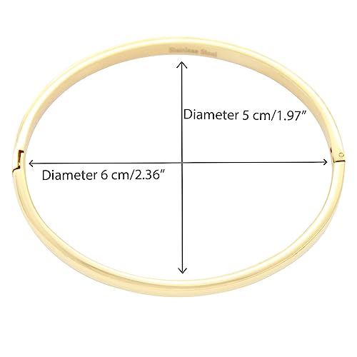 4 mm Width Stainless Steel Plain Bangle Polished Finish Oval Shape Classic 7 Inches Bracelet Silver Gold and Rose Gold 3 Pieces Set