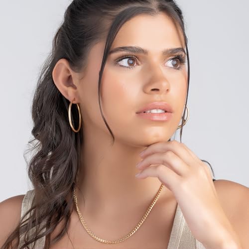 Barzel 18K Gold Plated Endless Hoop Earrings, 3mm Thick, High Polish Finish, Tarnish Free - size: 40 millimeters