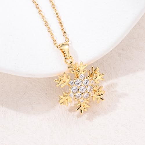 Sunflower Fidget Necklace for Women Gold Moon Necklace Rotating Heart Necklaces Spinning Crystal Flower Anxiety Necklaces Crescent Moons Jewelry Accessories - color: Snowflake