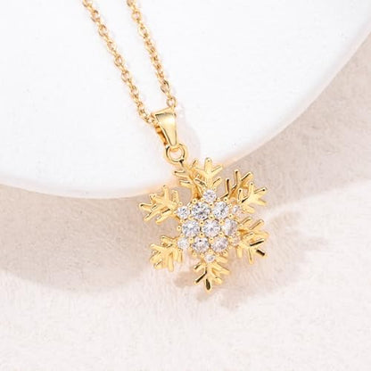 Sunflower Fidget Necklace for Women Gold Moon Necklace Rotating Heart Necklaces Spinning Crystal Flower Anxiety Necklaces Crescent Moons Jewelry Accessories - color: Snowflake