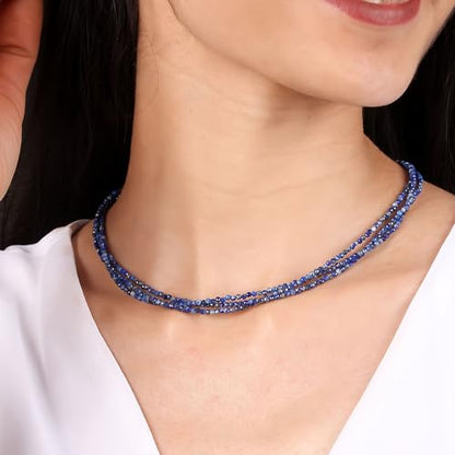 Gempires Layered Beaded Gemstone Necklace for Women, Boho Choker Birthstone | Handmade layered beaded gemstone necklace — triple-strand choker in natural stones, boho statement layering