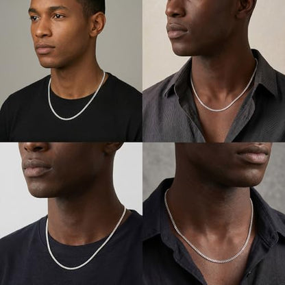 S925 Sterling Silver Chain for Men - 3.5mm Sterling Silver Cuban Chain Necklace Thick Sturdy Colourfast Necklaces Jewelry for Men 18/20/22/24 Inch