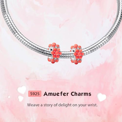 Clip Stopper Spacer Charms for Bracelets Necklaces, Compatible with Pandora,Jewery Making DIY - style: Pink Coral Stopper
