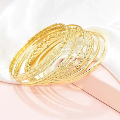 12PCS Sterling Silver Bangle Bracelets for Women Stack Chunky Indian MultiLayer Stackable Textured Boho Simple Delicate Jewelry Set Non Tarnish Birthday Gifts for Women Her