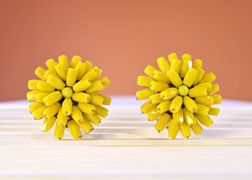 Vibrantly Bright Fluorescent Yellow Burst Crystal Bead Cluster Clip-On Earrings
