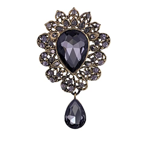 seven wolves Women Crystal Bouquet Brooch Pin All-Match Accessories Rhinestone Brooches and Pins - color: Grey A