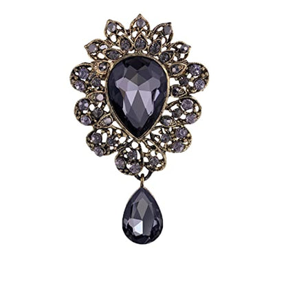 seven wolves Women Crystal Bouquet Brooch Pin All-Match Accessories Rhinestone Brooches and Pins - color: Grey A