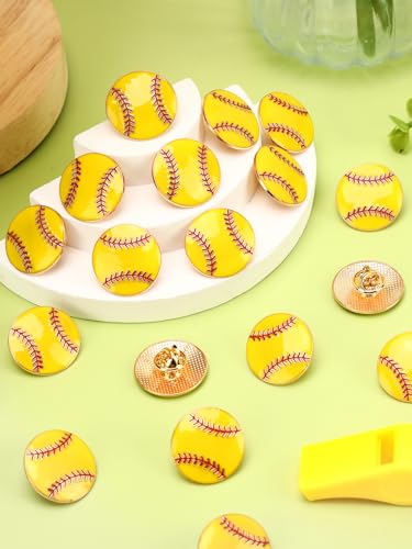 JUNEBRUSHS 28pcs Softball Enamel Pins Sports Lapel Pins for Softball Lovers Party Birthday Themed Party Decorations Supplies Favors Backpack Hat Decor Accessories - style: Softball Style