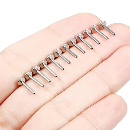 F136 Titanium 20/18/16G Threaded/Threadless Flat Earring Back Converter Kit Nose Lip Rings Medusa Labret Flatback Posts Cartilage Helix Conch Tragus Stud Piercing Jewelry Bar for Women Men - color: Internally Threaded, size: 16g, 5/16in