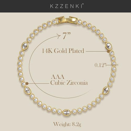 Gold Bracelets for Women, 3mm Cubic Zirconia Tennis Bracelet 7 Inch Gold Jewelry - color: White