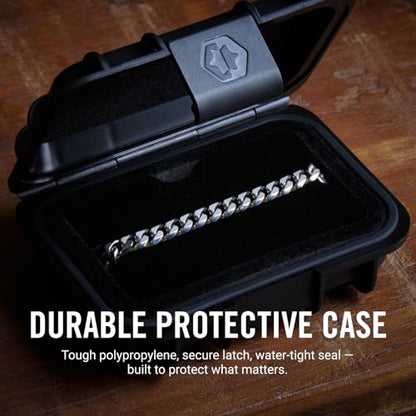RIDGE 5mm Curb Chain for Men, Rugged and Durable Men’s Chain Necklace with Secure Clasp - color: Titanium (20")