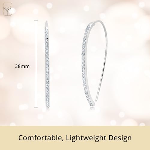 925 Sterling Silver Cubic Zirconia Threader Earrings for Women | Hypoallergenic & Lightweight CZ Dangle Threader Earrings by MAX + STONE