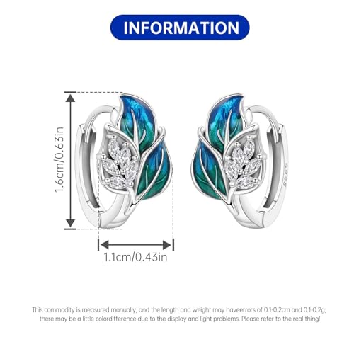 Floral Hoop Earrings 925 Sterling Silver with 14K Gold Plating – Lightweight CZ Flower Hoops | Hypoallergenic Jewelry for Women | Gift Box + Polishing Cloth - color: 16mm Leaf earrings