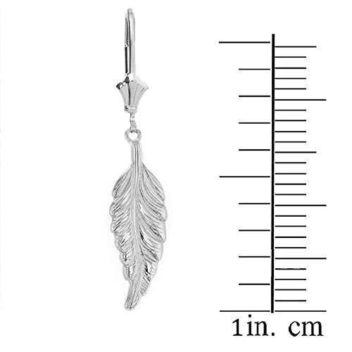 925 Sterling Silver Bohemia Leaf Feather Dangle Earrings