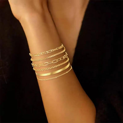 Gold Bracelets for Women Stackable Herringbone Chain Paperclip Link Satellite Tennis Chain Bracelet Adjustable Twisted Rope Link Layer Bracelets Set for Women Fashion Gold Jewelry Gifts