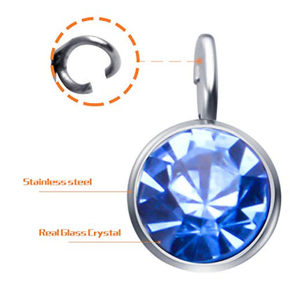 Aylifu Birthstone Charms Crystal Pendant Charms 12 Months Birth Charms for Necklace Bracelet Earring - color: 12 Color