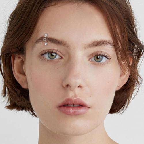 4Pcs 16G Stainless Steel Eyebrow Ring for Women Rhinestone Heart Star Wing Cross Pearl Curved Barbell Tiny Eyebrow Ring Rook Cartilage Piercing Jewelry - style: Heart
