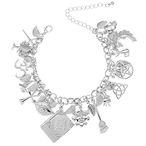 RechicGu Mythology Fairytale Lucky Charms Cuff Bangle Bracelet Cross Leaf Moon Face Celtic Cat - color: Polish Silvery