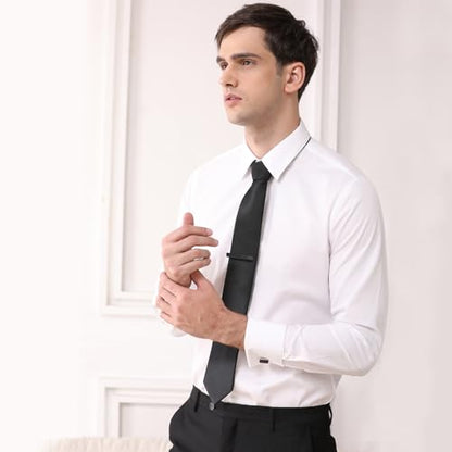 HONEY BEAR 1.97" 2.12" 2.36" Standard Tie Clip for Men Business Wedding | Classic Minimalist, Steel-Plated Copper Base, Gift-Boxed, Thickened, Rounded Corners, Easy to Slide On, No Snag or Wrinkle - style: Matte Black 5.4cm