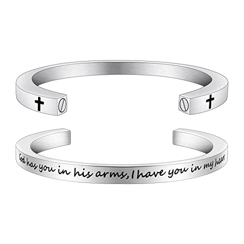 Dletay Urn Bracelet Cremation Bracelet for Ashes Memorial Ashes Bracelet Openable Cuff Bangle Bracelet - color: Cross Silver