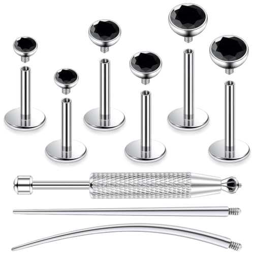Jenxnjsjo F136 Titanium 20/18/16g Earrings Nose Lip Rings Studs Labret Medusa Tragus Helix Conch Cartilage Piercing Jewelry for Women - color: Black, size: 16g