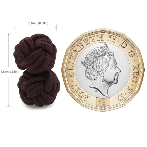 HONEY BEAR Round Silk Knot Elastic Fabric Cufflinks for Men Women 1 Pair | Wedding Business, Tarnish-Resistant, for Groomsmen, Father, Husband, Wife, Anniversary, and Formal Events - style: Brown