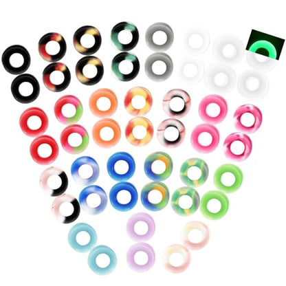 WBRWP 48/32/24/22/20/16/12pcs Ear Tunnels and Plugs - Double Flared Hollow Hard/Soft Silicone Ear Gauges - Ear Expander Stretcher Body Piercing Jewelry 8g-1" - color: 48pcs soft(thin) silicone set