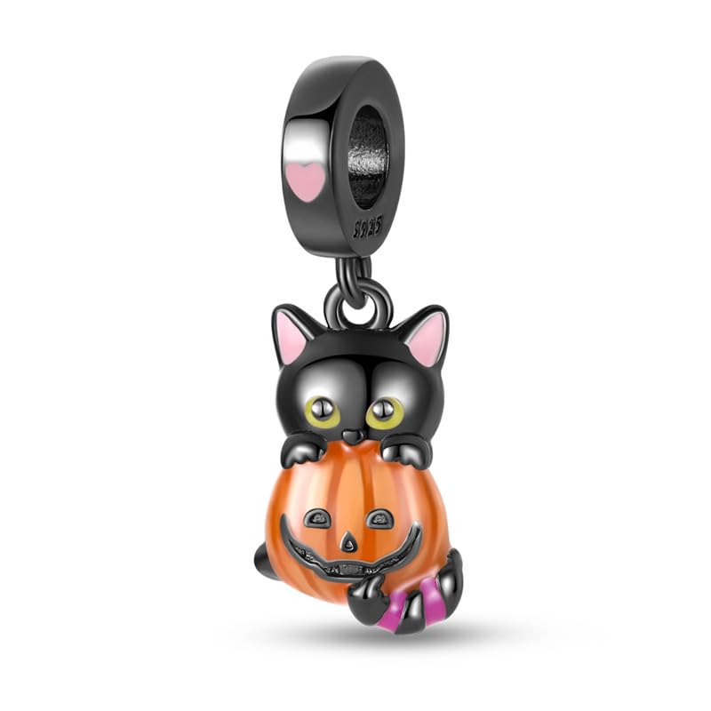 925 Sterling Silver Charms for Bracelets Necklaces Dangle Pendant With 5A Cubic Zirconias Bead Charm for Women DIY Jewelry - style: Glow-in-the-dark kitten