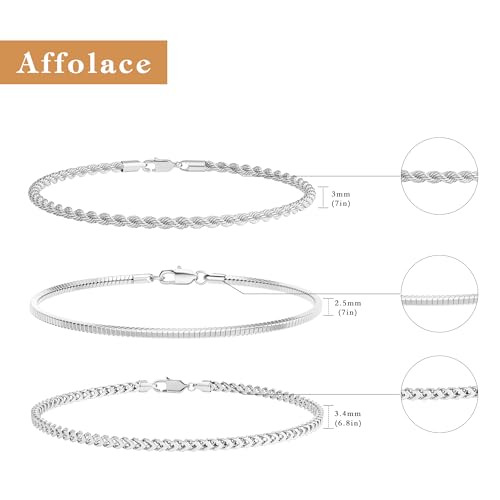 3 Pcs Stackable Braclet for Men, Dainty Silver Plated Chain Bracelet for Men Non Tanish Simple Cuban Snake Rope Link Chain Bracelet Set for Mens Jewelry 6.5/7/7.5/8/8.5/9 Inches - style: 8.5 IN