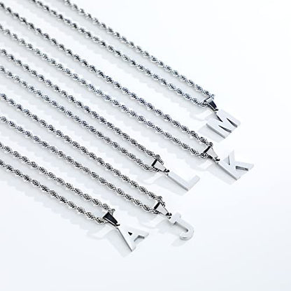 SENRAN Layered Initial A-Z Letter Necklace for Men Stainless Steel | Figaro Twist Rope Chain 18-20 inch Personalized Letter Charm Pendant Jewelry Gift for Women - style: P.