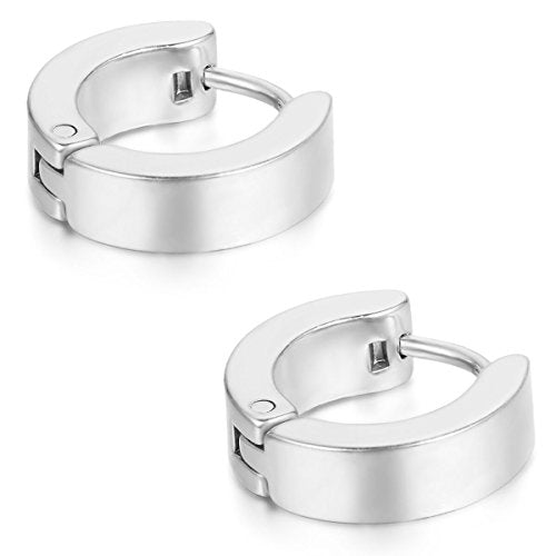 Aroncent Stainless Steel Hoop Earrings: 3-8 Pairs Men Small Hoop Huggie Hinged Earrings Set for Men Women 4mm Valentine Day Gifts - color: B-3PCS-Black+Blue+Silver
