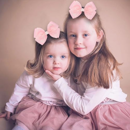 KISZU 4.5 Inch Flower Hair Bows Clips Mermaid Pearl HairPins for Girls Children Teens and Women - color: Pink