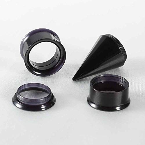 36PCS Ear Gauge Stretching Kit Stainless Steel Double Flare Alloy Tapers 3 In 1 Plugs Set Eyelet 14G-00G - color: Acrylic-(11-20mm)-Black
