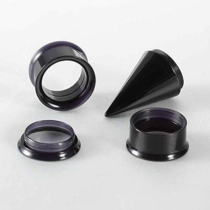 36PCS Ear Gauge Stretching Kit Stainless Steel Double Flare Alloy Tapers 3 In 1 Plugs Set Eyelet 14G-00G - color: Acrylic-(11-20mm)-Black