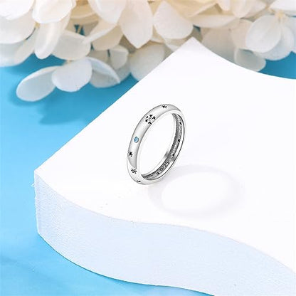 KUNSIR 925 Sterling Silver Rings Classic Cubic Zirconia Eternity Promise Statement Anniversary Wedding Bands Engagement Rings for Women Infinity Forever Love Ring Size 7-9 - style: Romantic snowflake Ring